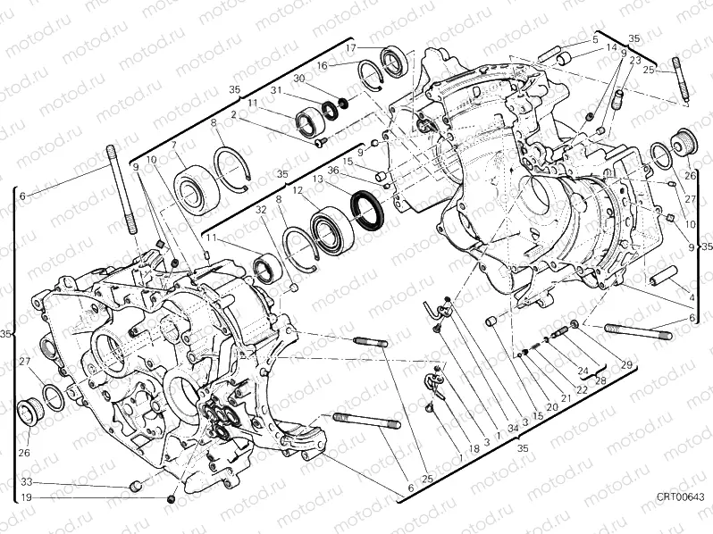 010 - HALF-CRANKCASES PAIR » ENGINE CASE