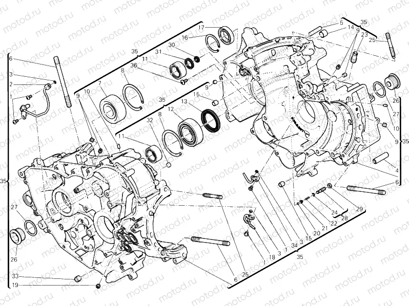 010 - HALF-CRANKCASES PAIR » ENGINE CASE