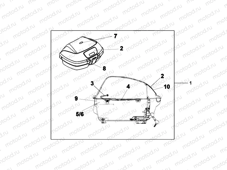 08L-55-19 45L TOP BOX T TYPE FOP ONLY NIGHTSTAR BLACK NHA84P