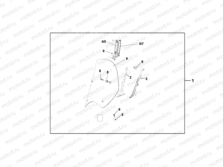 08R-80-02 HIGH WINDSCREEN (WITHOUT KNUCKLE VISORS)