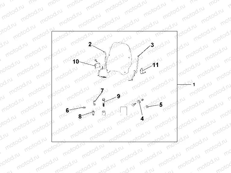 08R-80-02 WINDSHIELD EXCL KNUCKLE GUARDS