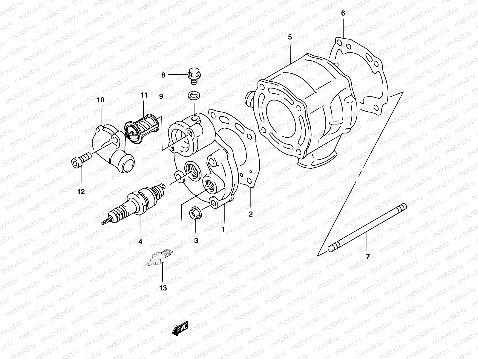 1 - CYLINDER (MODEL AY50WR K1/K2)
