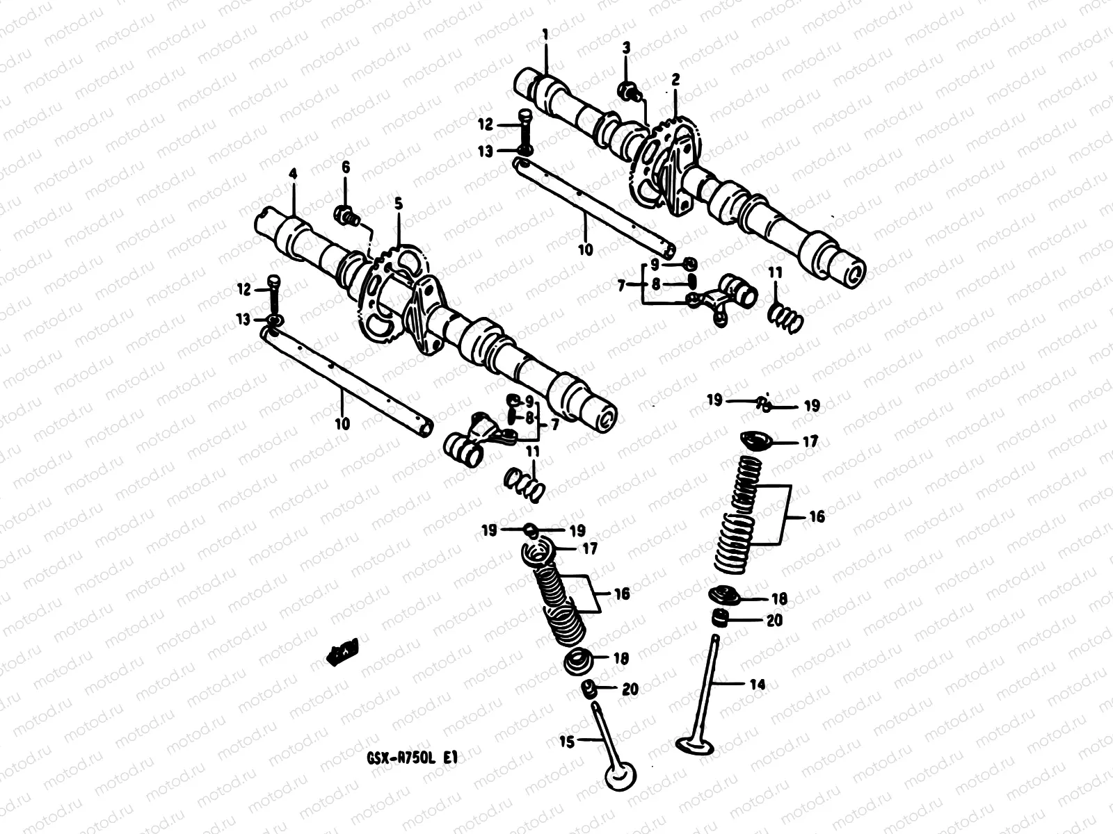 10 - CAM SHAFT - VALVE (MODEL J/K)
