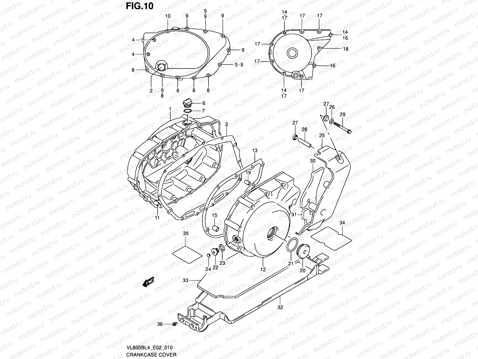 10 - CRANKCASE COVER (VL800BL4 E02)