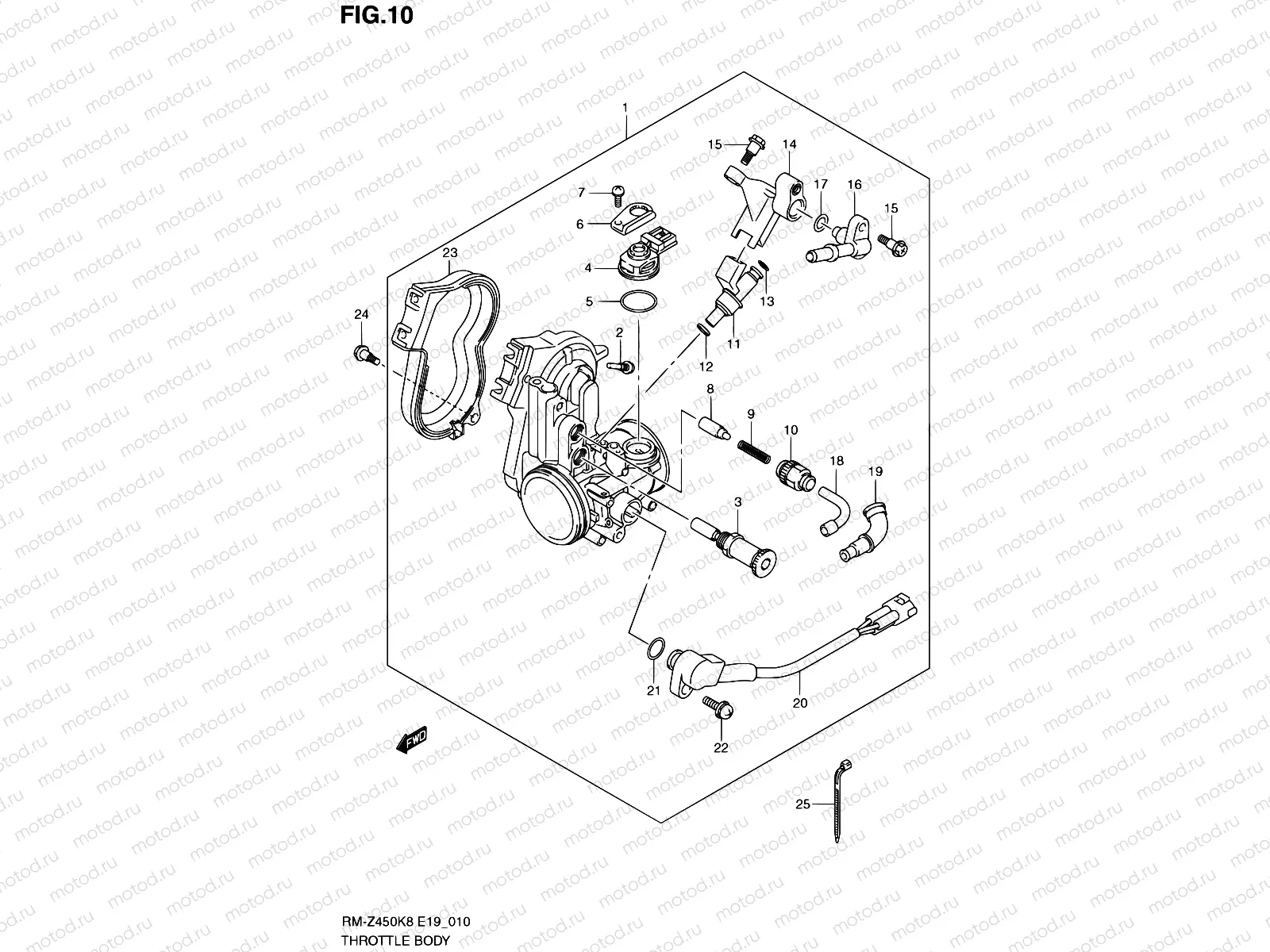 10 - THROTTLE BODY (RM-Z450K8/K9/L0)
