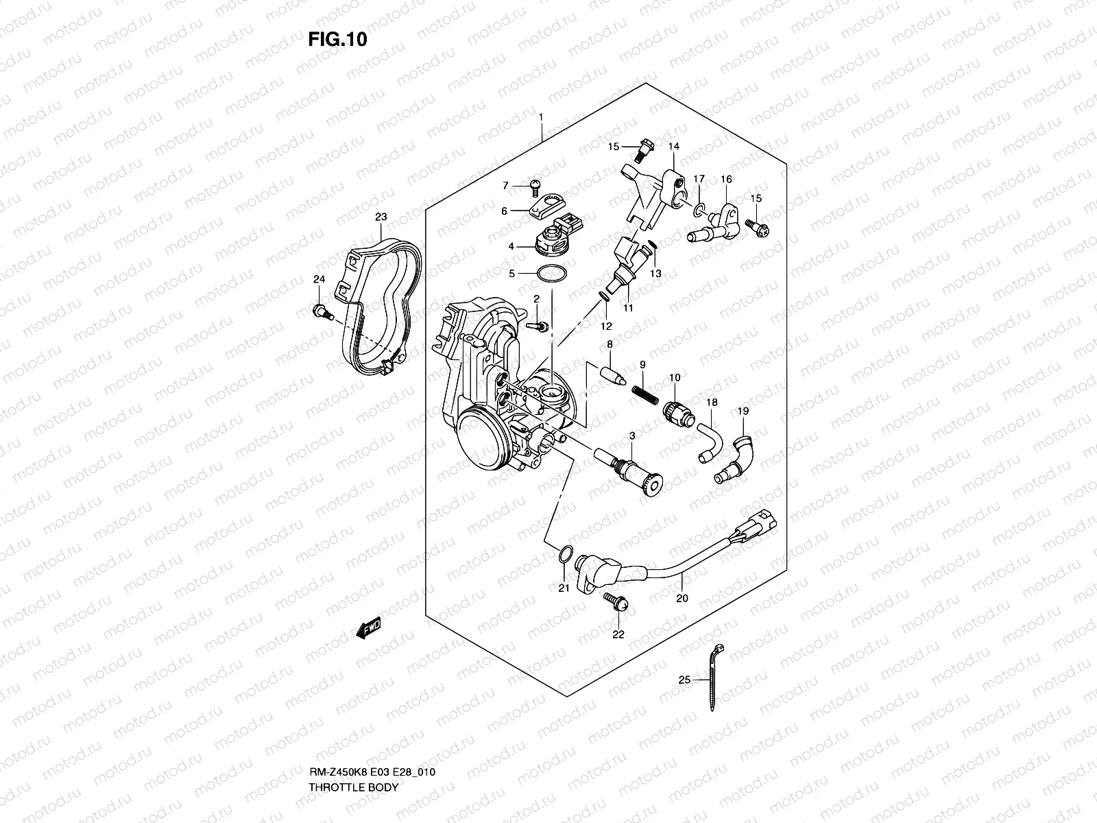 10 - THROTTLE BODY (RM-Z450K8/K9/L0)
