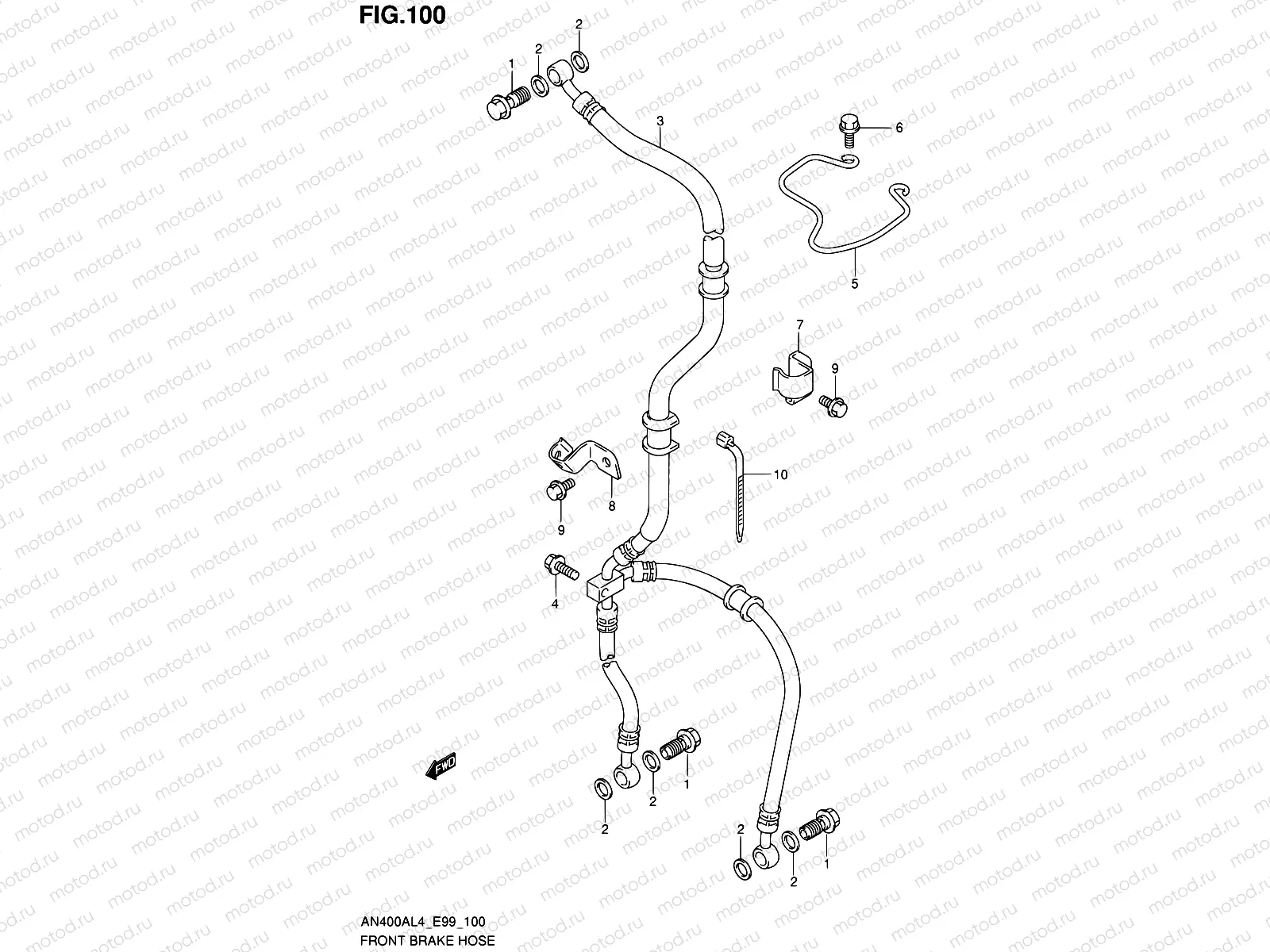 100 - FRONT BRAKE HOSE (AN400L4 E99)