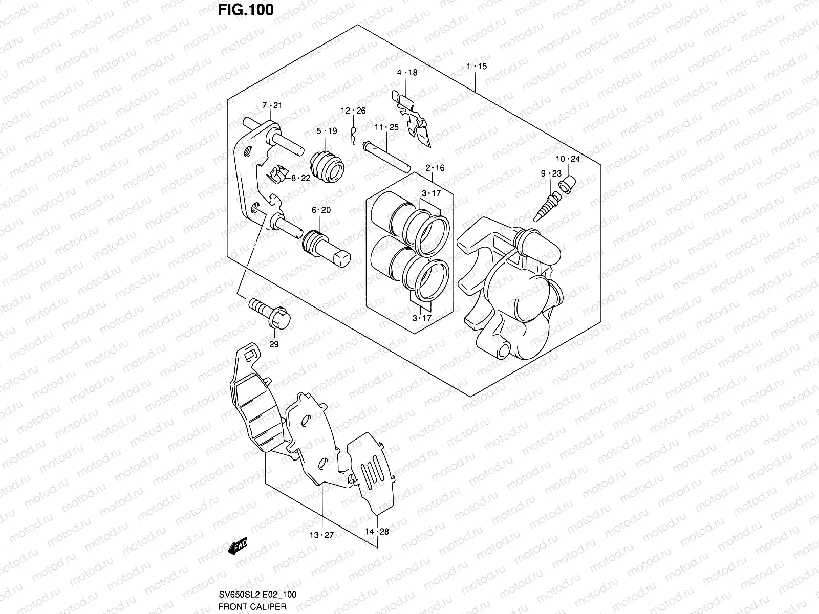100 - FRONT CALIPER (SV650SUL2 E24)