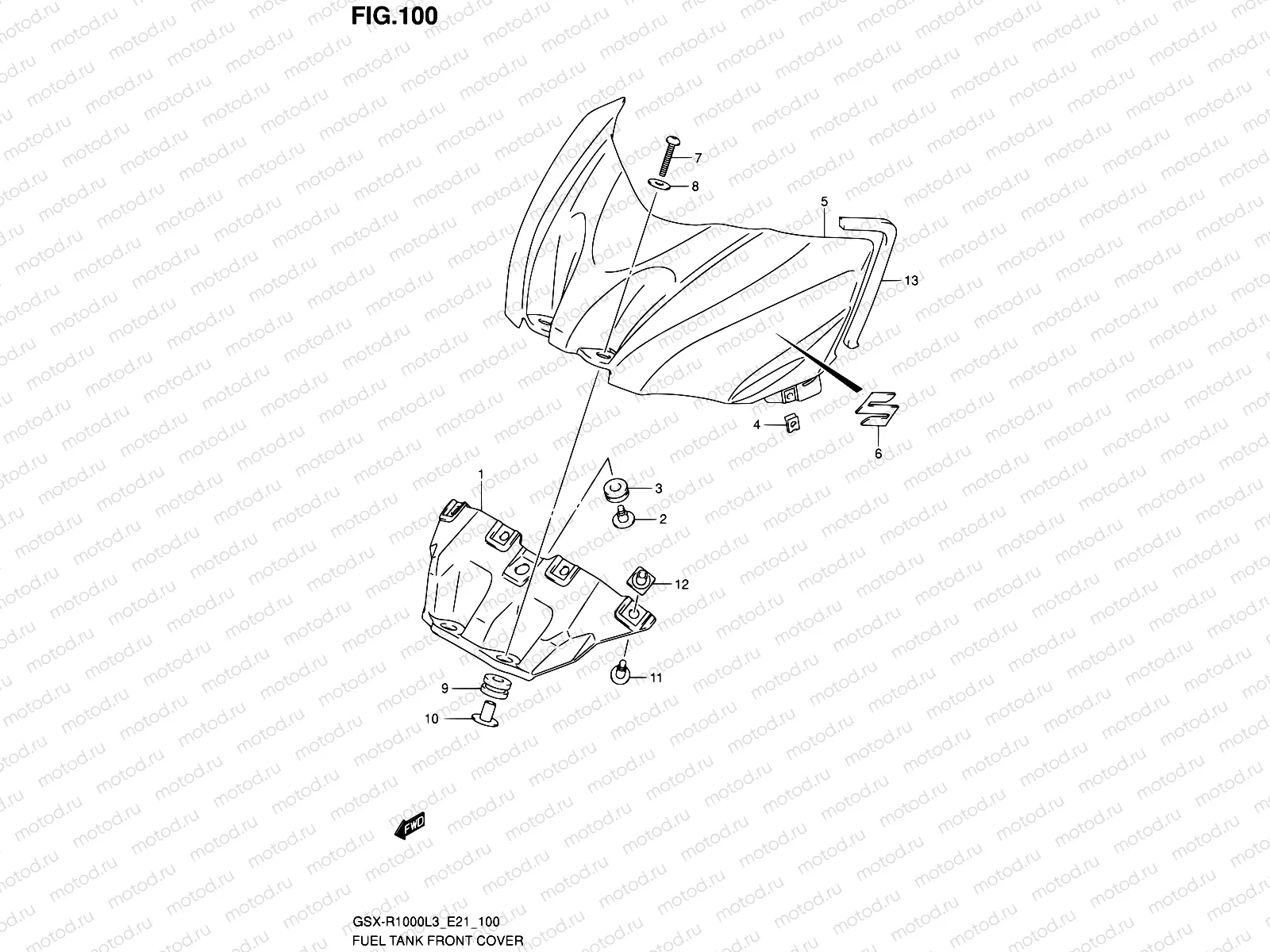 100 - FUEL TANK FRONT COVER (GSX-R1000L3 E21)