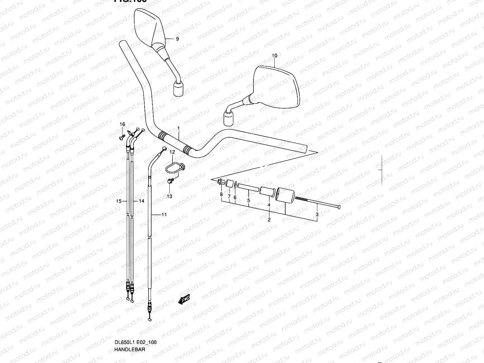 100 - HANDLEBAR (DL650AUEL1 E19)