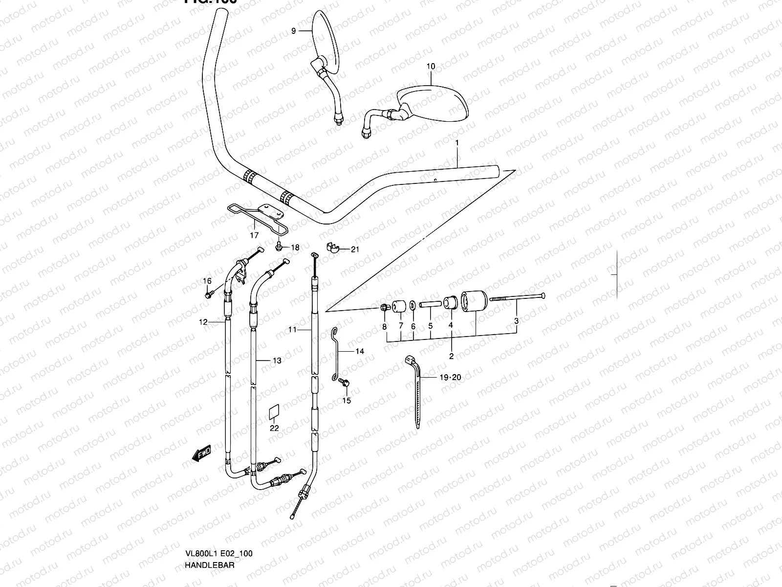 100 - HANDLEBAR (VL800L1 E02)