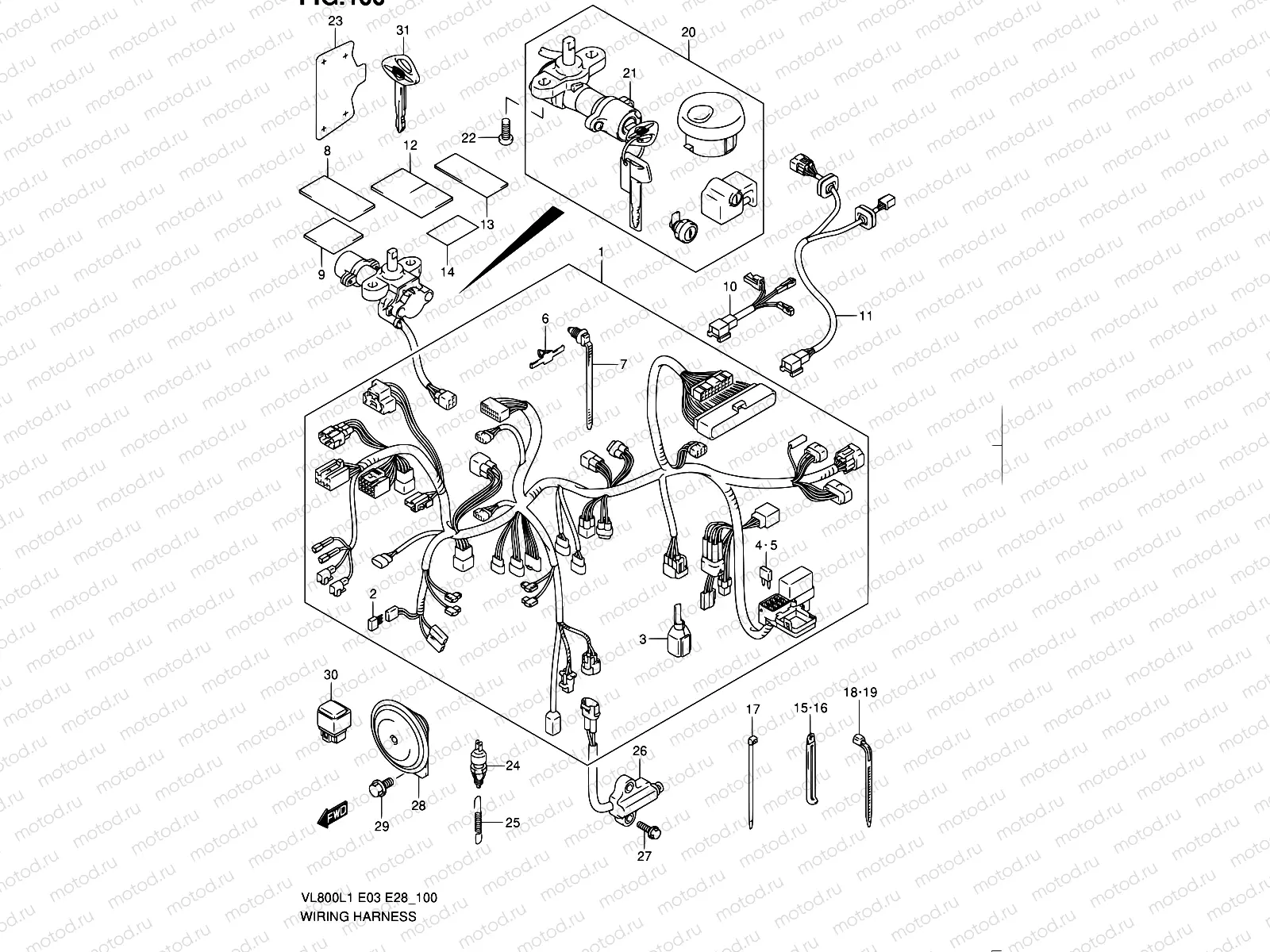 100 - WIRING HARNESS (VL800CL1 E03)