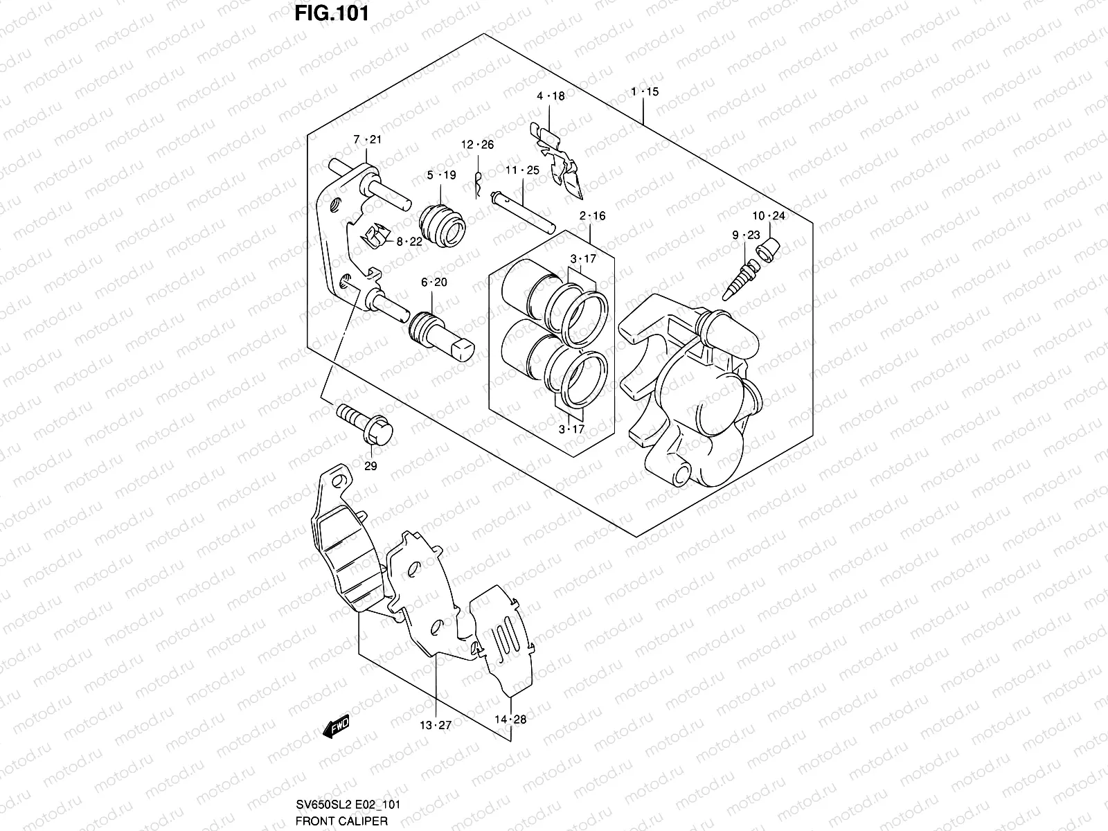 101 - FRONT CALIPER (SV650SAL2 E24)