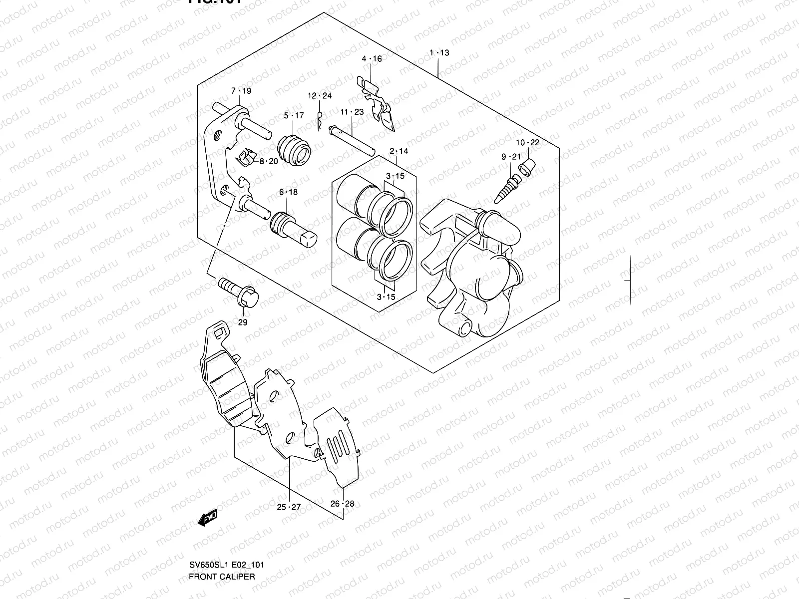 101 - FRONT CALIPER (SV650SUL1 E24)