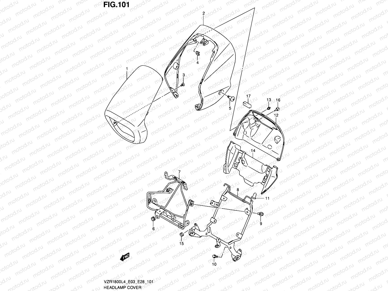 101 - HEADLAMP COVER (VZR1800L4 E28)