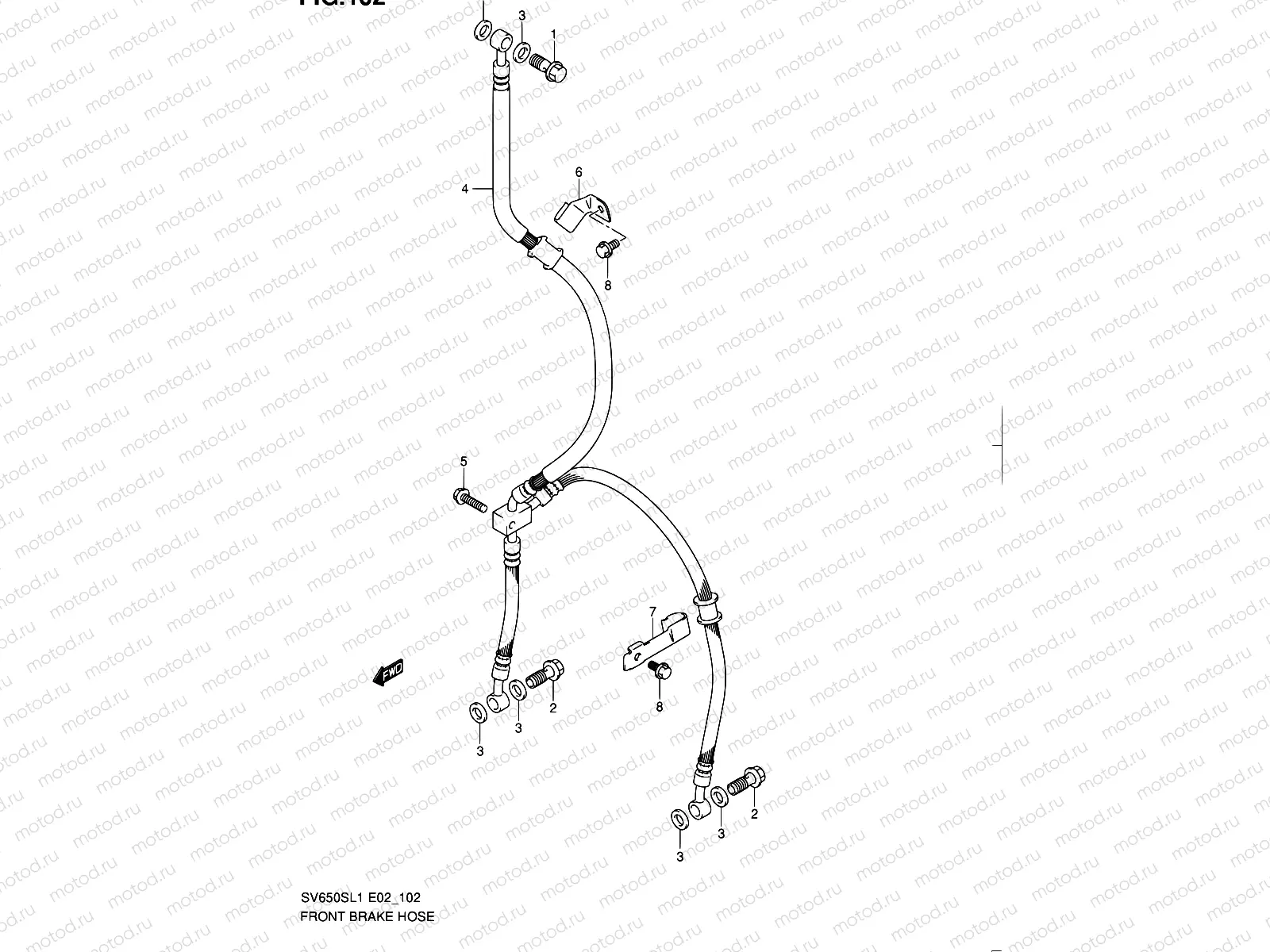 102 - FRONT BRAKE HOSE (SV650SL1 E02)