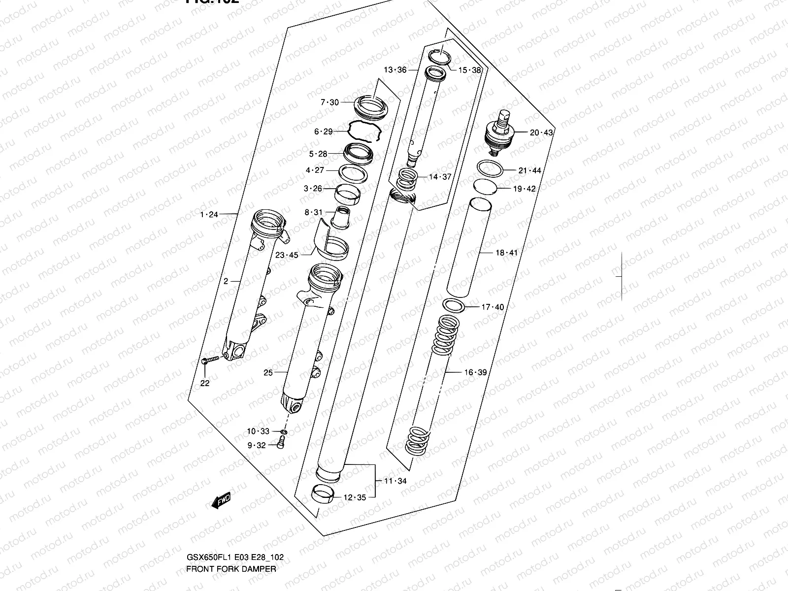 102 - FRONT FORK DAMPER (GSX650FL1 E33)