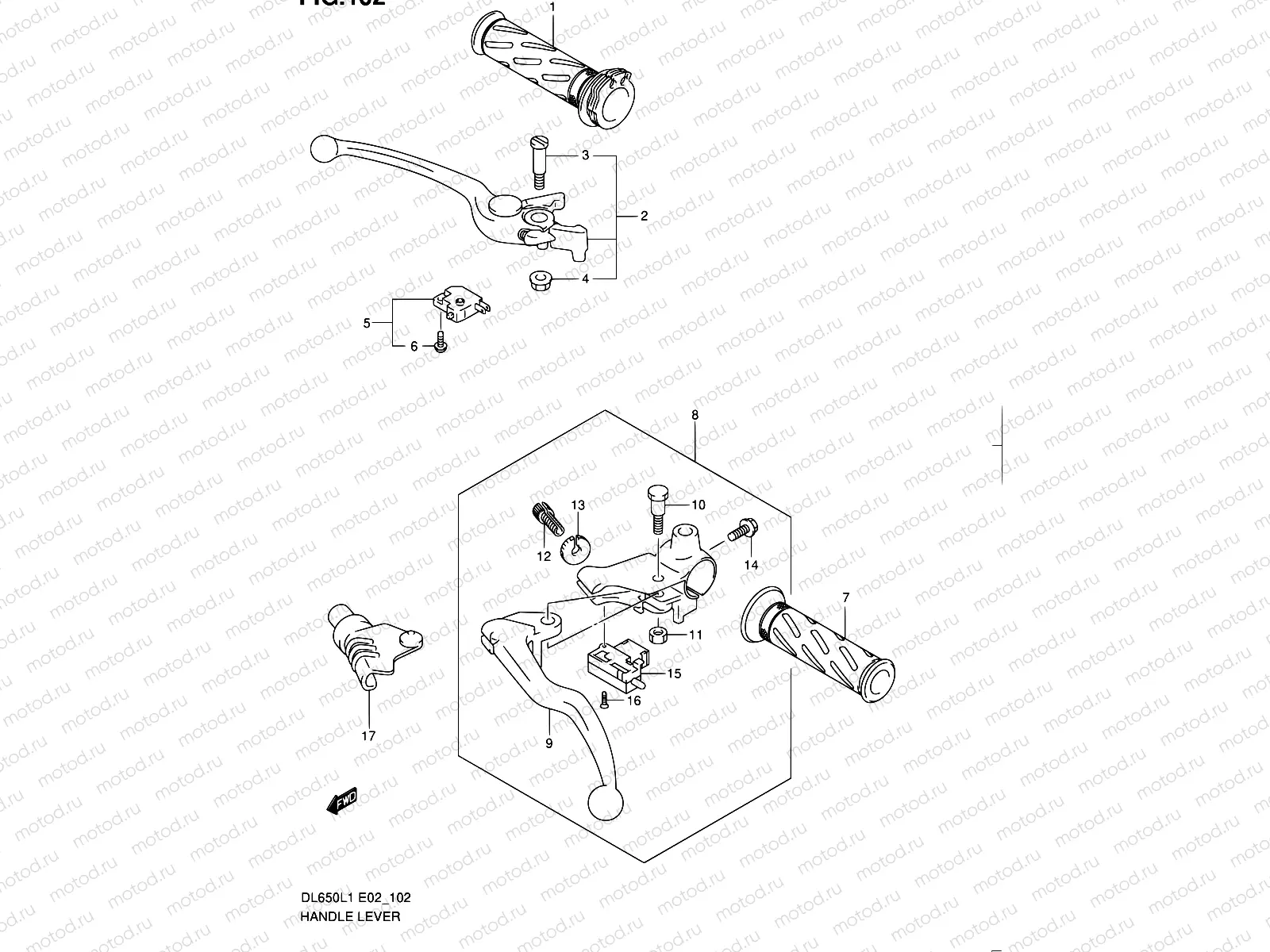 102 - HANDLE LEVER (DL650L1 E19)