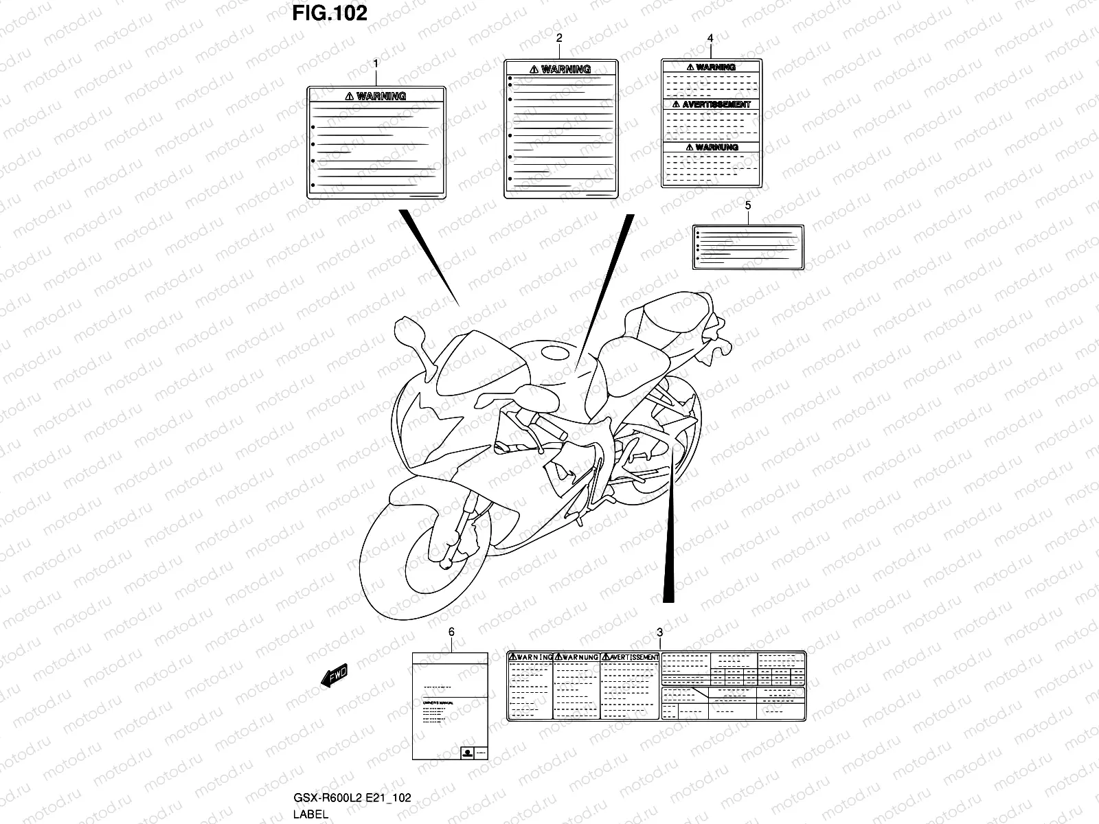102 - LABEL (GSX-R600UEL2 E21)