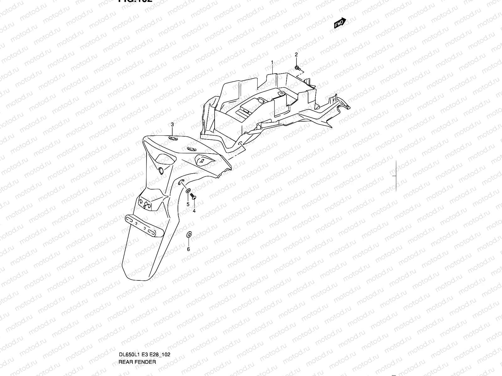 102 - REAR FENDER (DL650AL1 E28)