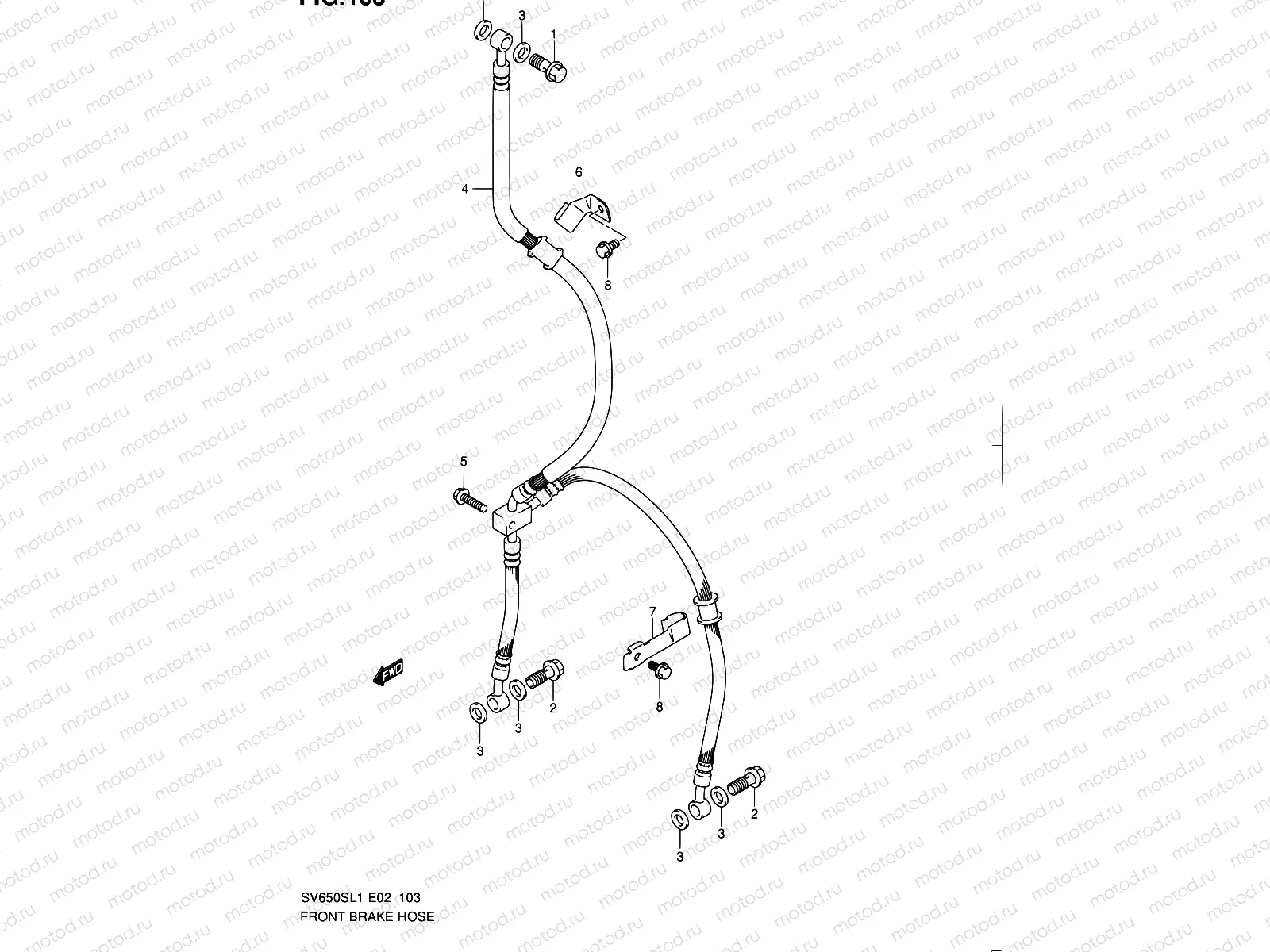 103 - FRONT BRAKE HOSE (SV650SL1 E24)