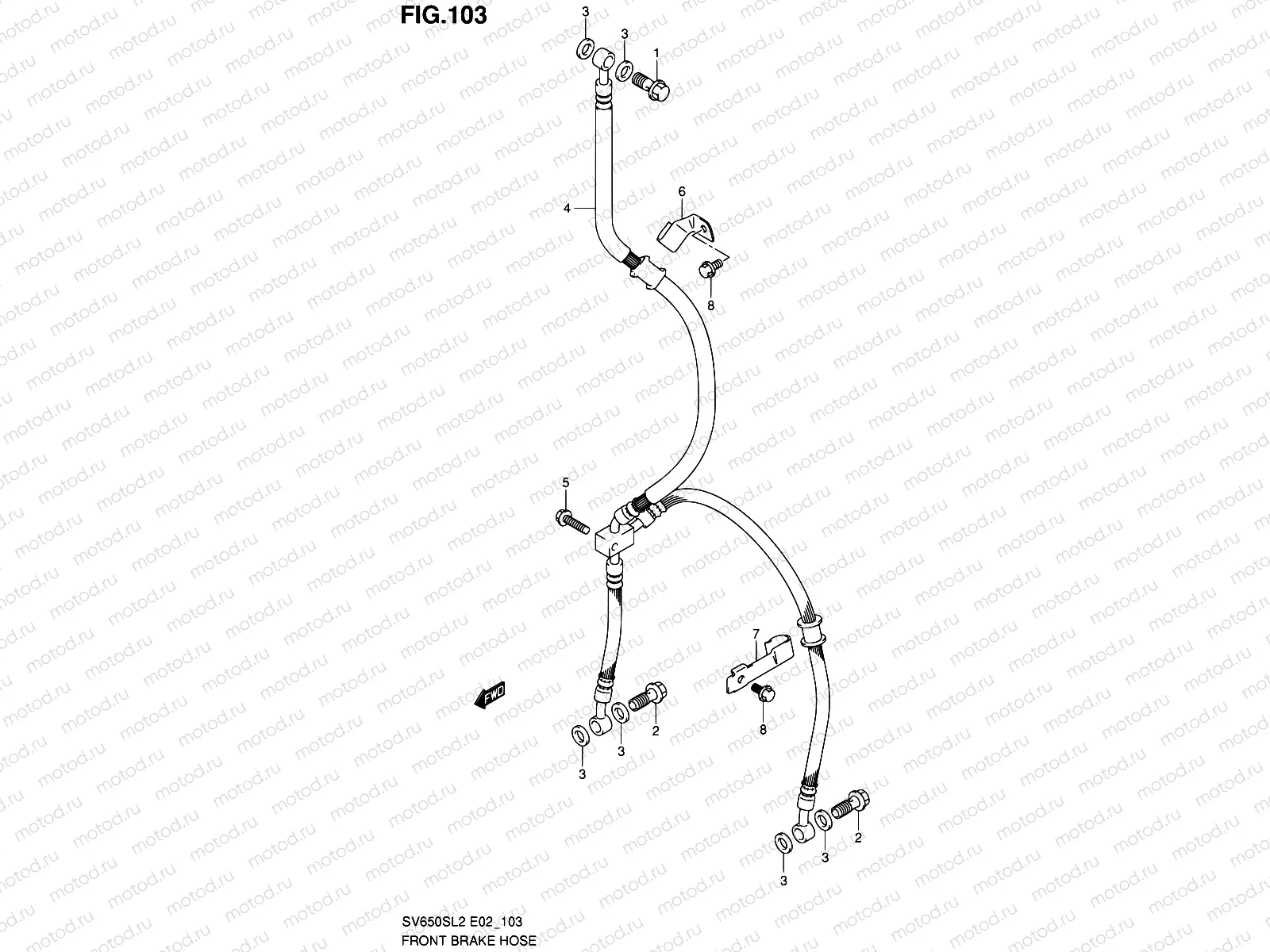 103 - FRONT BRAKE HOSE (SV650SL2 E24)
