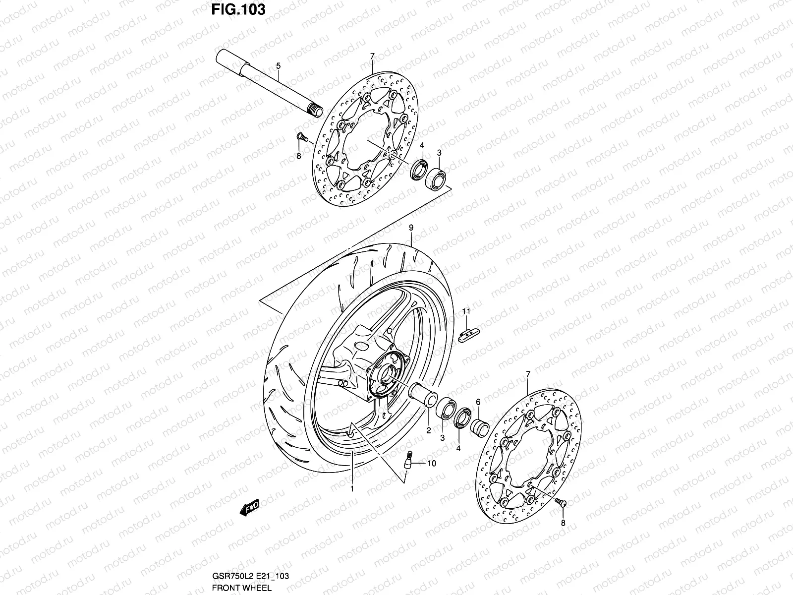 103 - FRONT WHEEL (GSR750L2 E24)