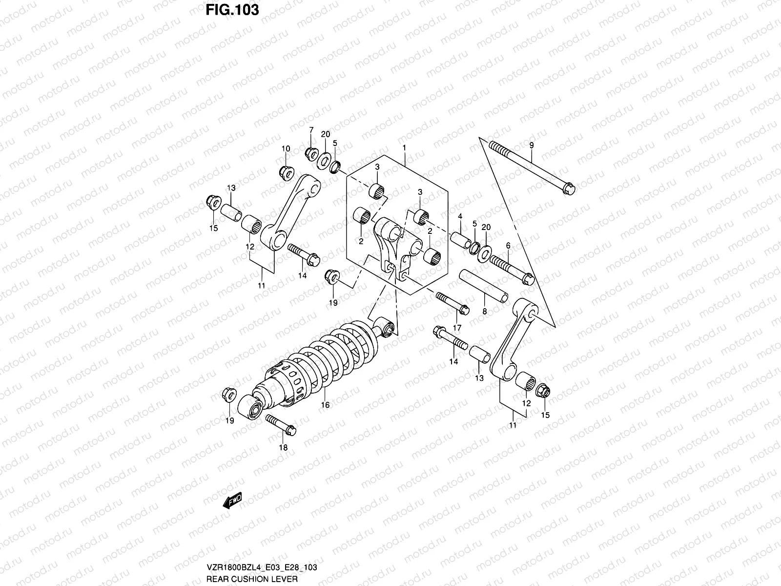 103 - REAR CUSHION LEVER (VZR1800BZL4 E28)