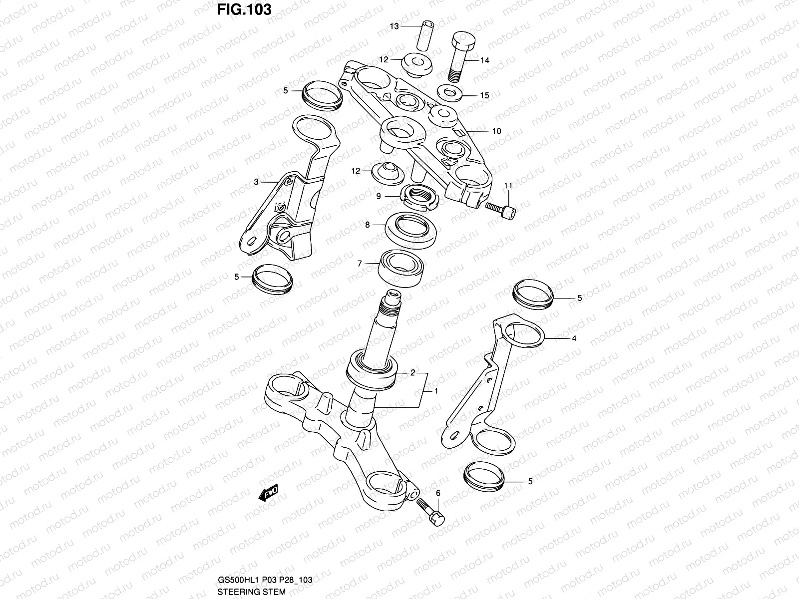 103 - STEERING STEM (GS500H P28)