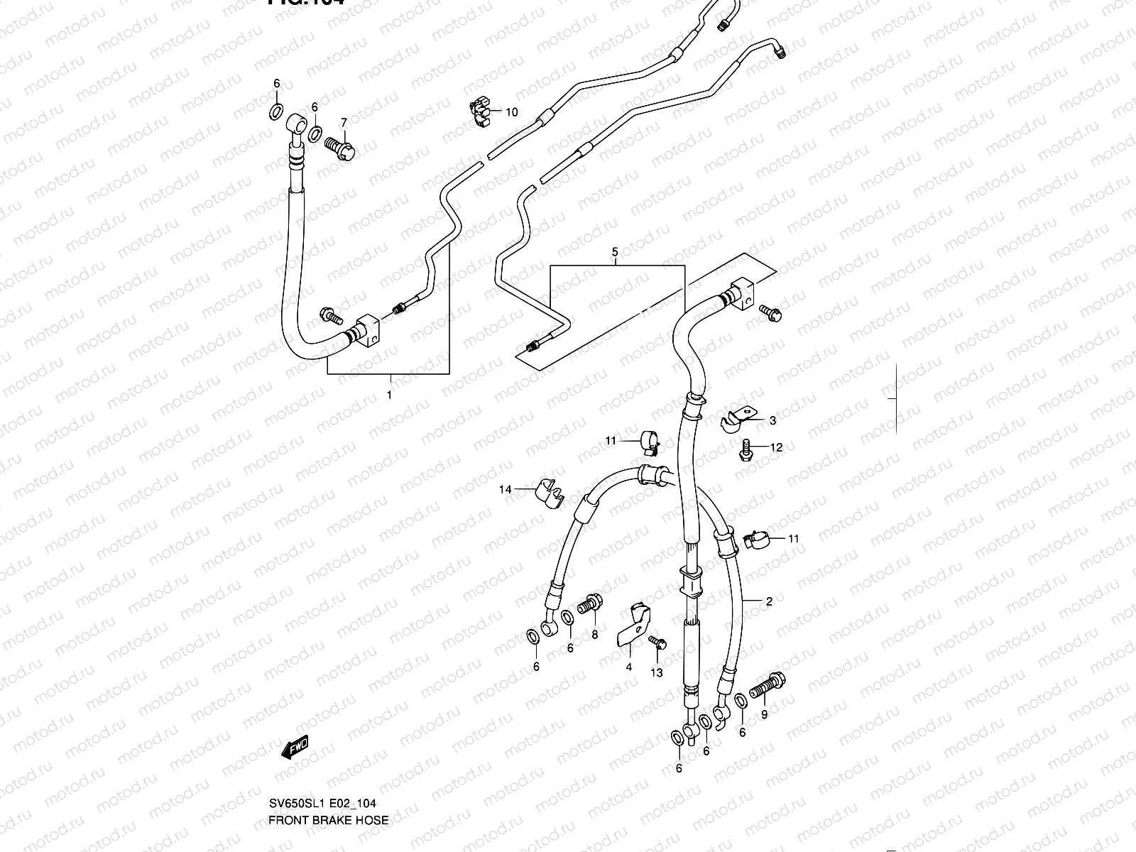 104 - FRONT BRAKE HOSE (SV650SAL1 E24)