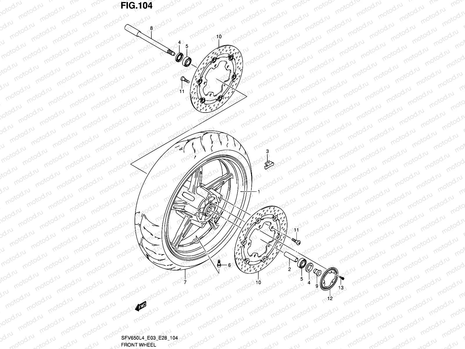 104 - FRONT WHEEL (SFV650AL4 E28)