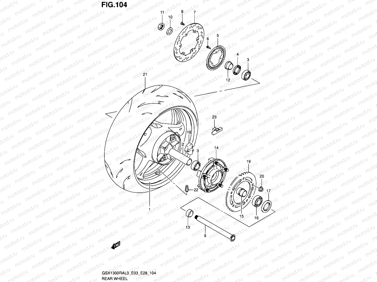 104 - REAR WHEEL (GSX1300RAL3 E03)