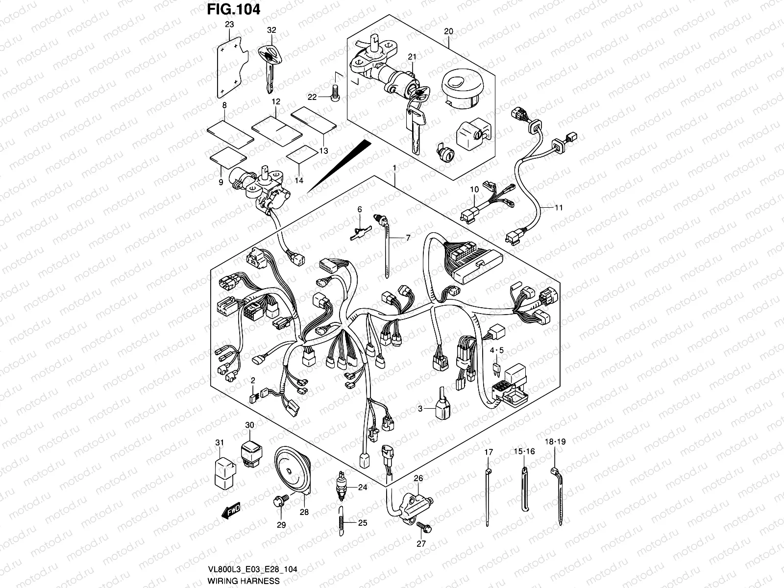 104 - WIRING HARNESS (VL800TL3 E28)