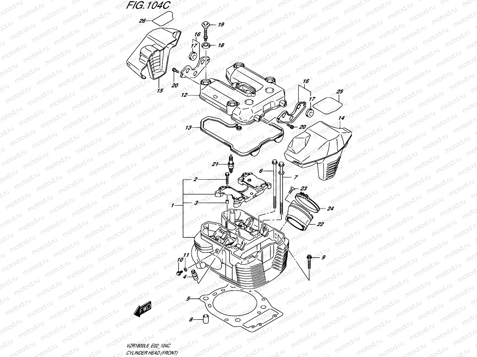 104C - CYLINDER HEAD (FRONT) (VZR1800BZL6 E19)