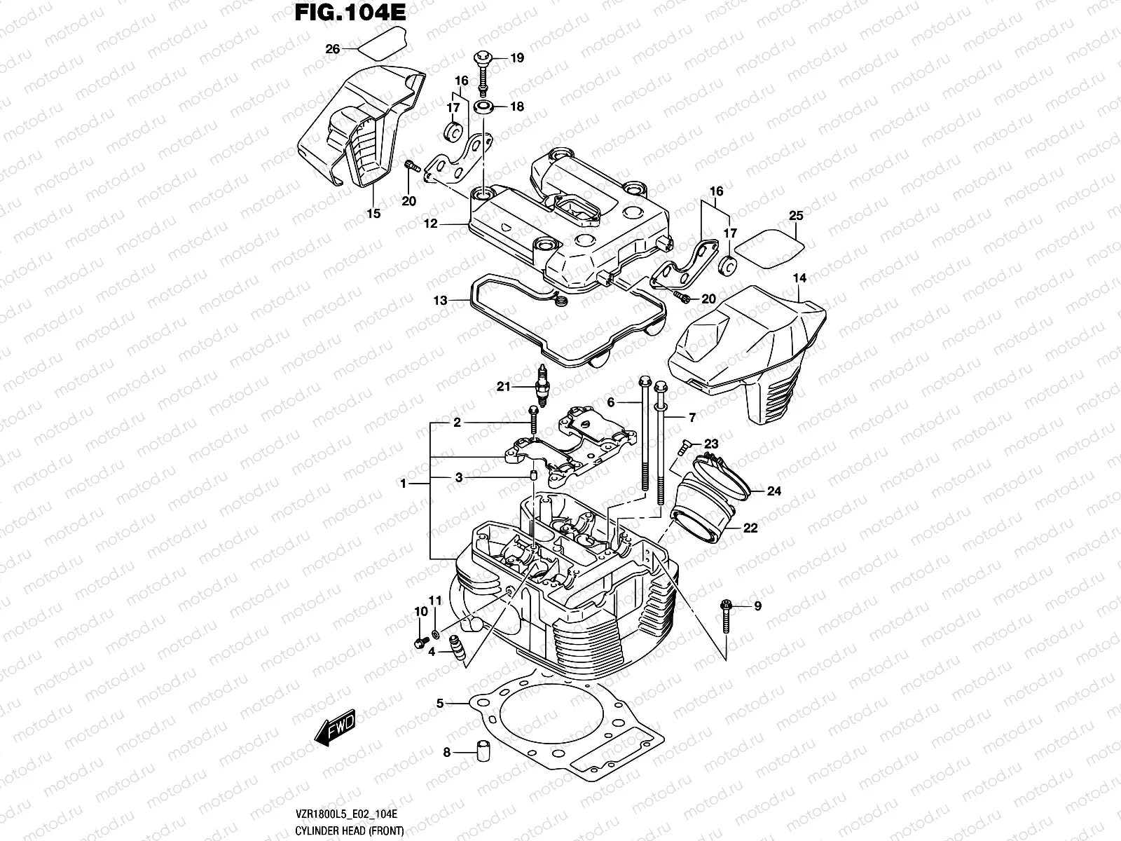 104E - CYLINDER HEAD (FRONT) (VZR1800BZL5 E19)
