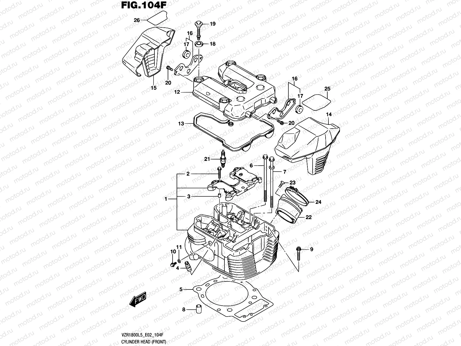 104F - CYLINDER HEAD (FRONT) (VZR1800BZUFL5 E19)