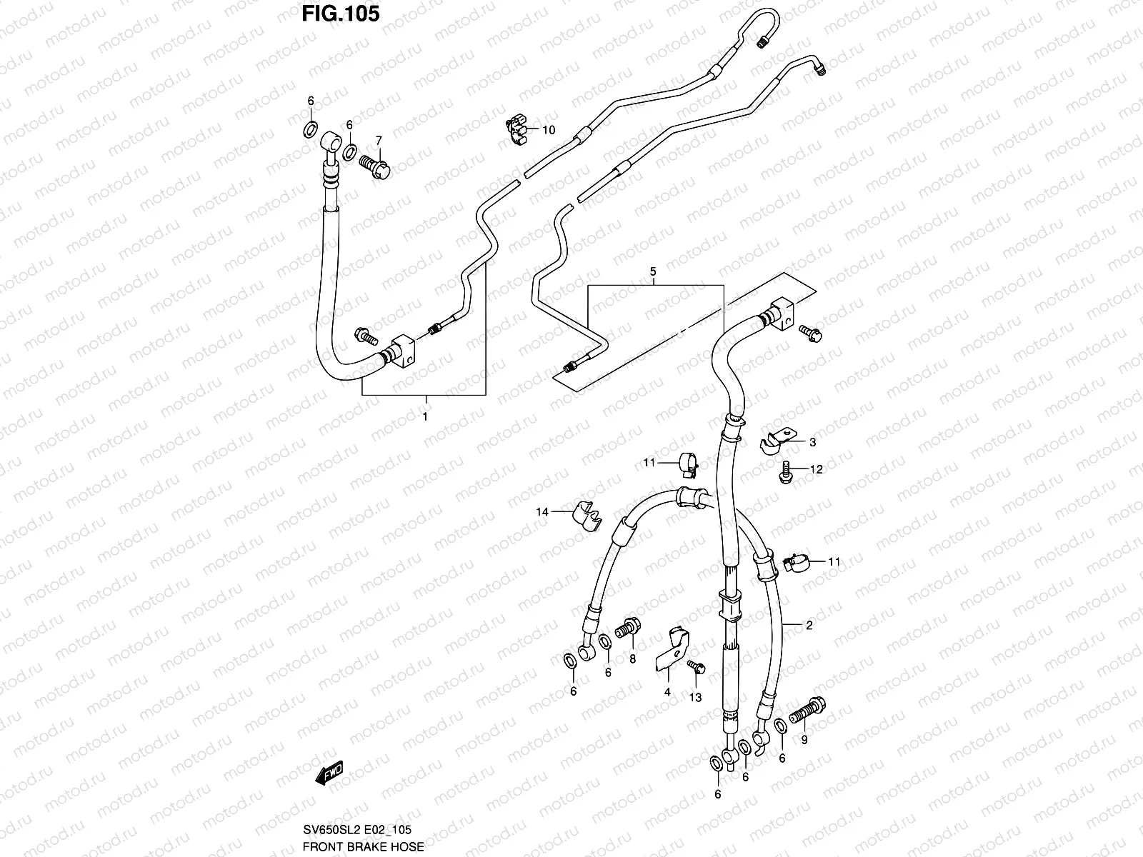105 - FRONT BRAKE HOSE (SV650SAL2 E24)