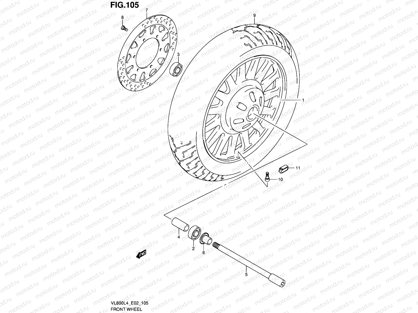 105 - FRONT WHEEL (VL800CL4 E02)