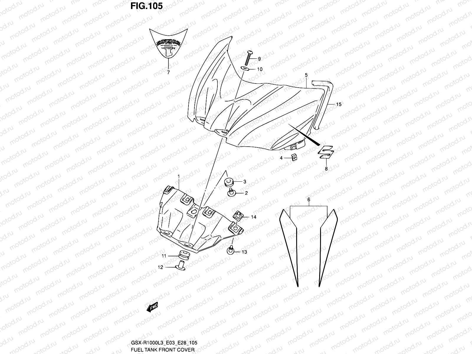 105 - FUEL TANK FRONT COVER (GSX-R1000ZL3 E03)