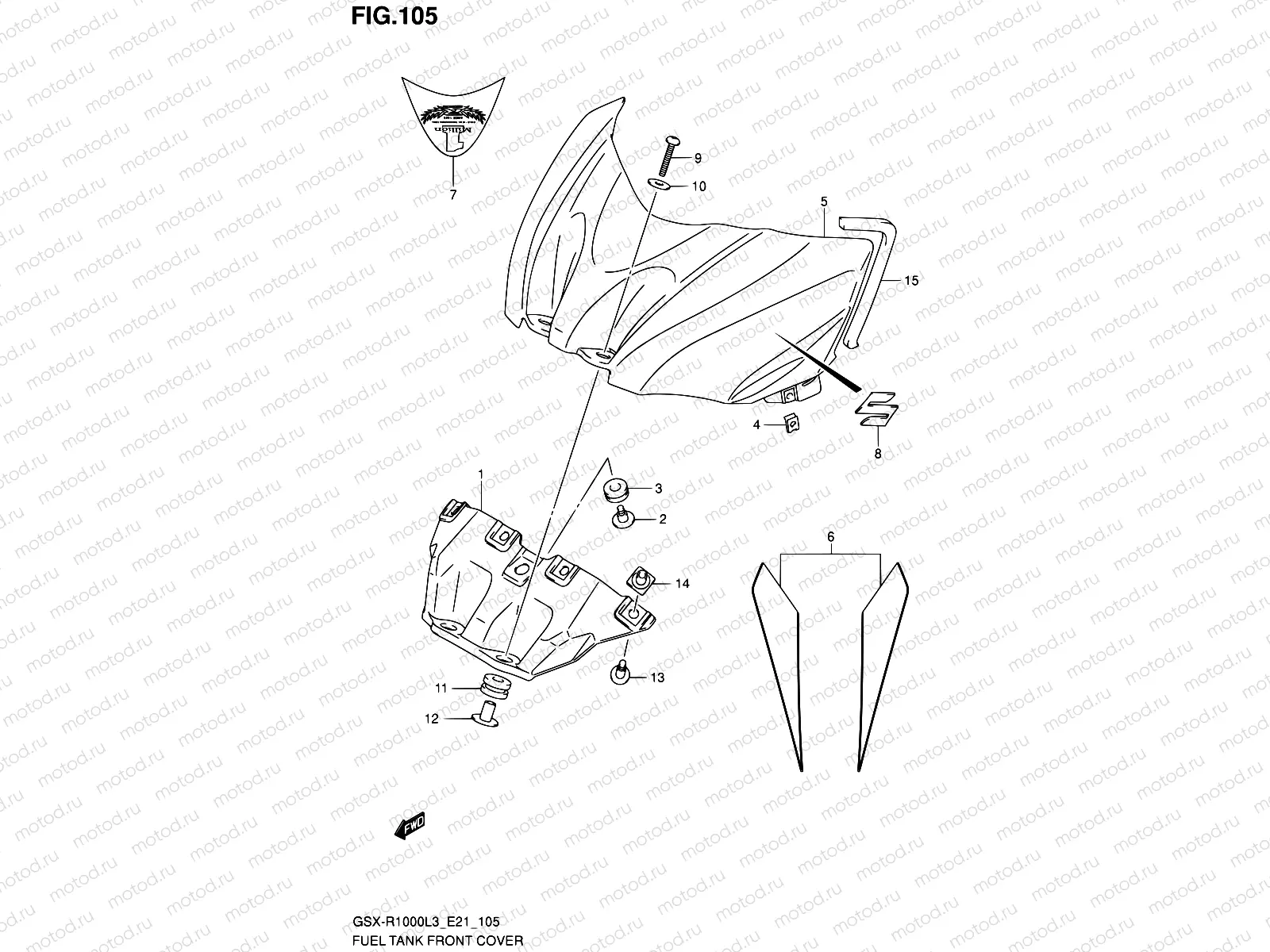 105 - FUEL TANK FRONT COVER (GSX-R1000ZUFL3 E21)