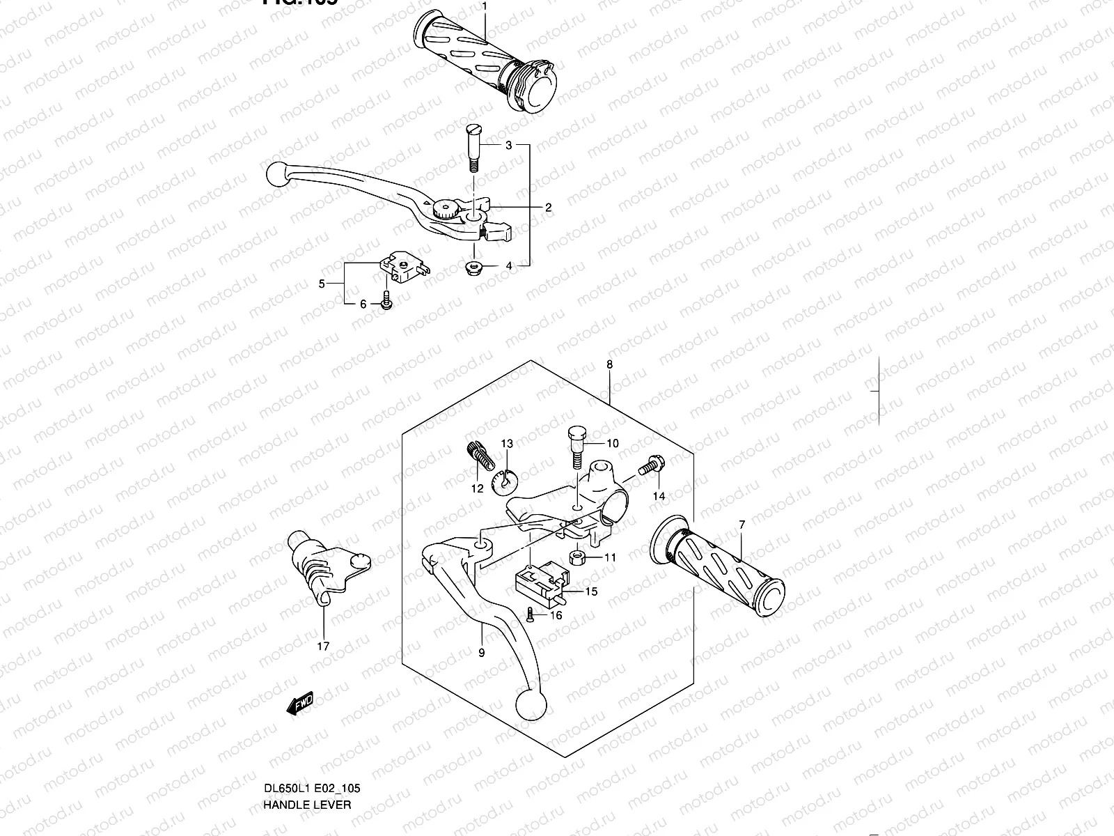 105 - HANDLE LEVER (DL650AL1 E19)