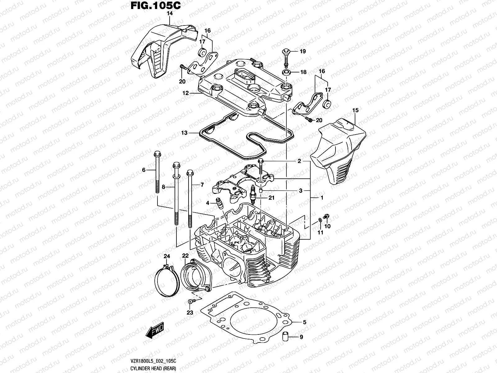 105C - CYLINDER HEAD (REAR) (VZR1800UFL5 E19)