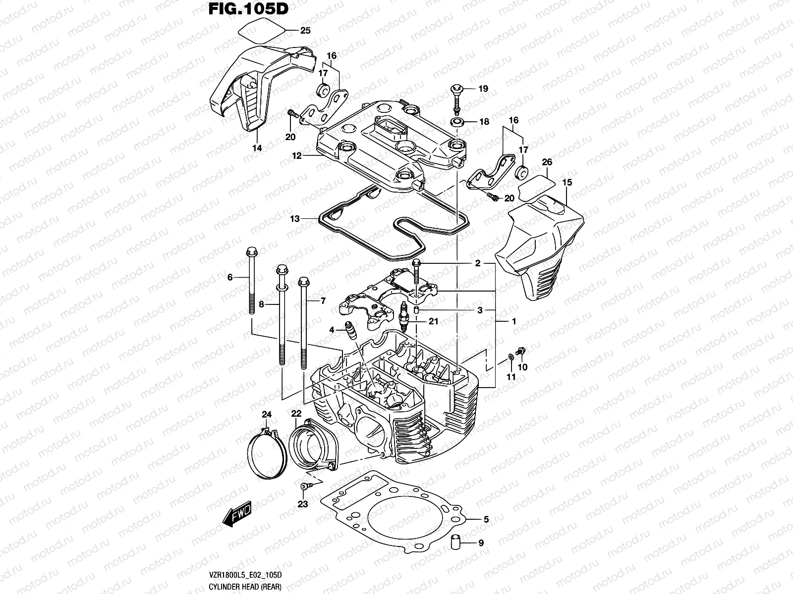 105D - CYLINDER HEAD (REAR) (VZR1800BZL5 E02)