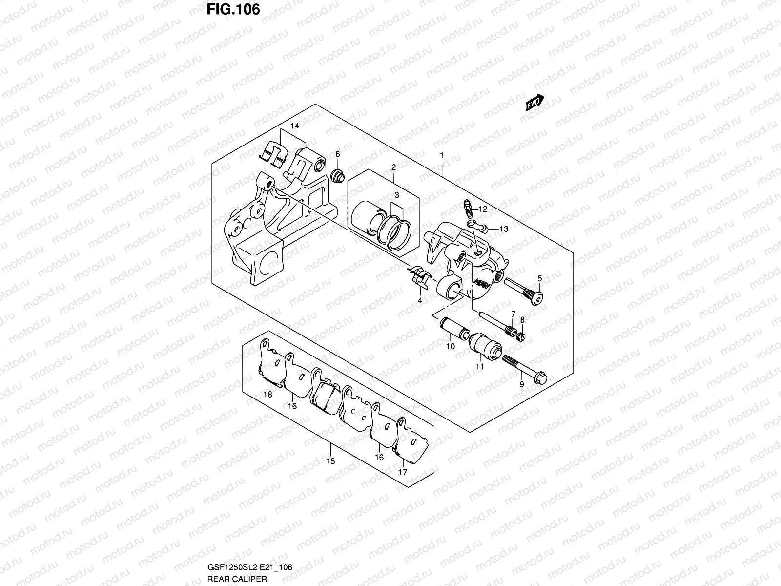 106 - REAR CALIPER (GSF1250SAL2 E21)