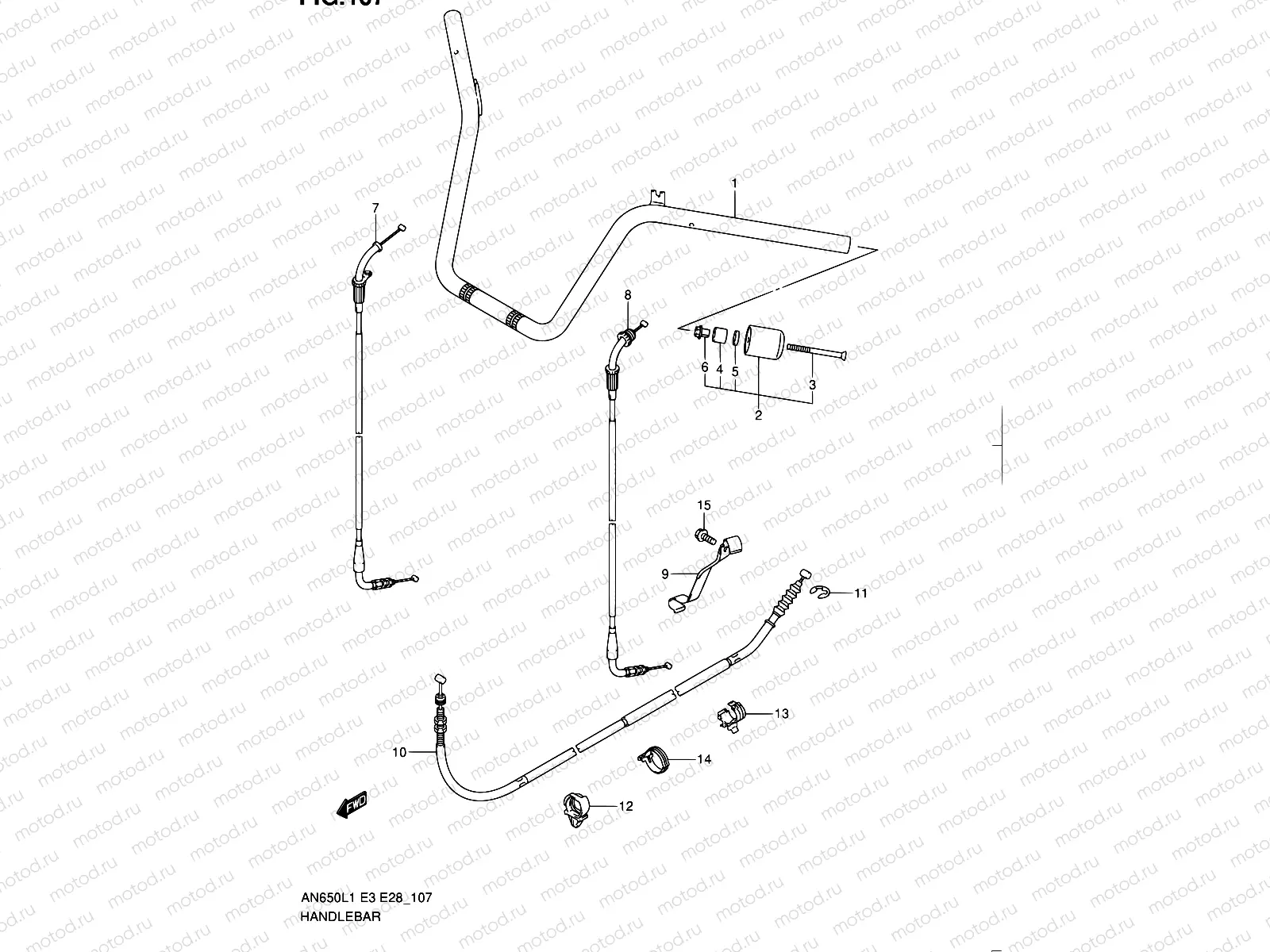 107 - HANDLEBAR (AN650AL1 E33)