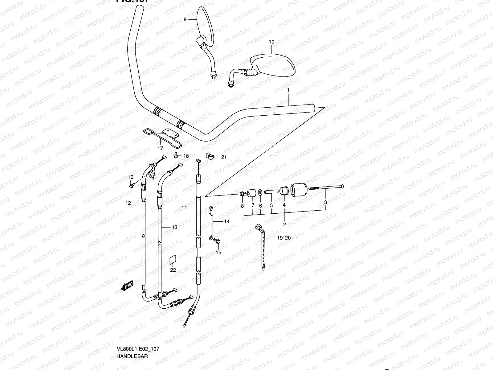 107 - HANDLEBAR (VL800UEL1 E19)