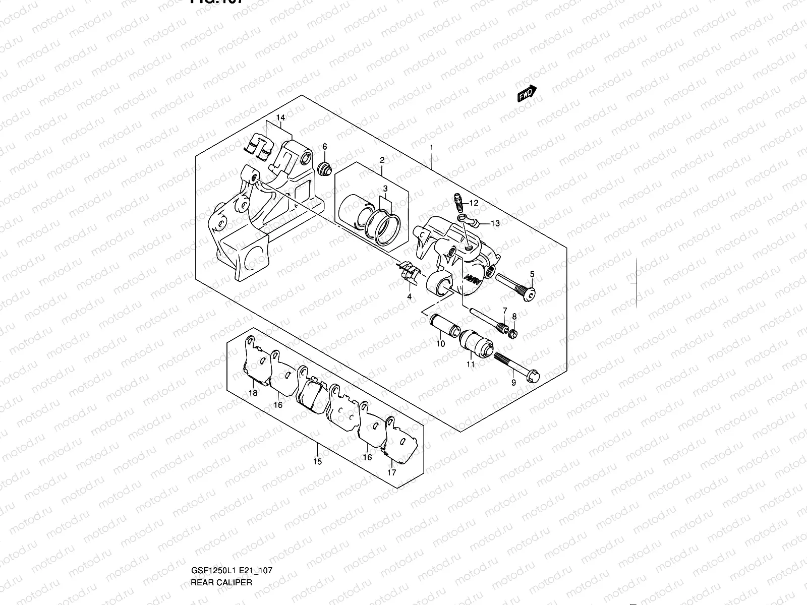 107 - REAR CALIPER (GSF1250L1 E21)
