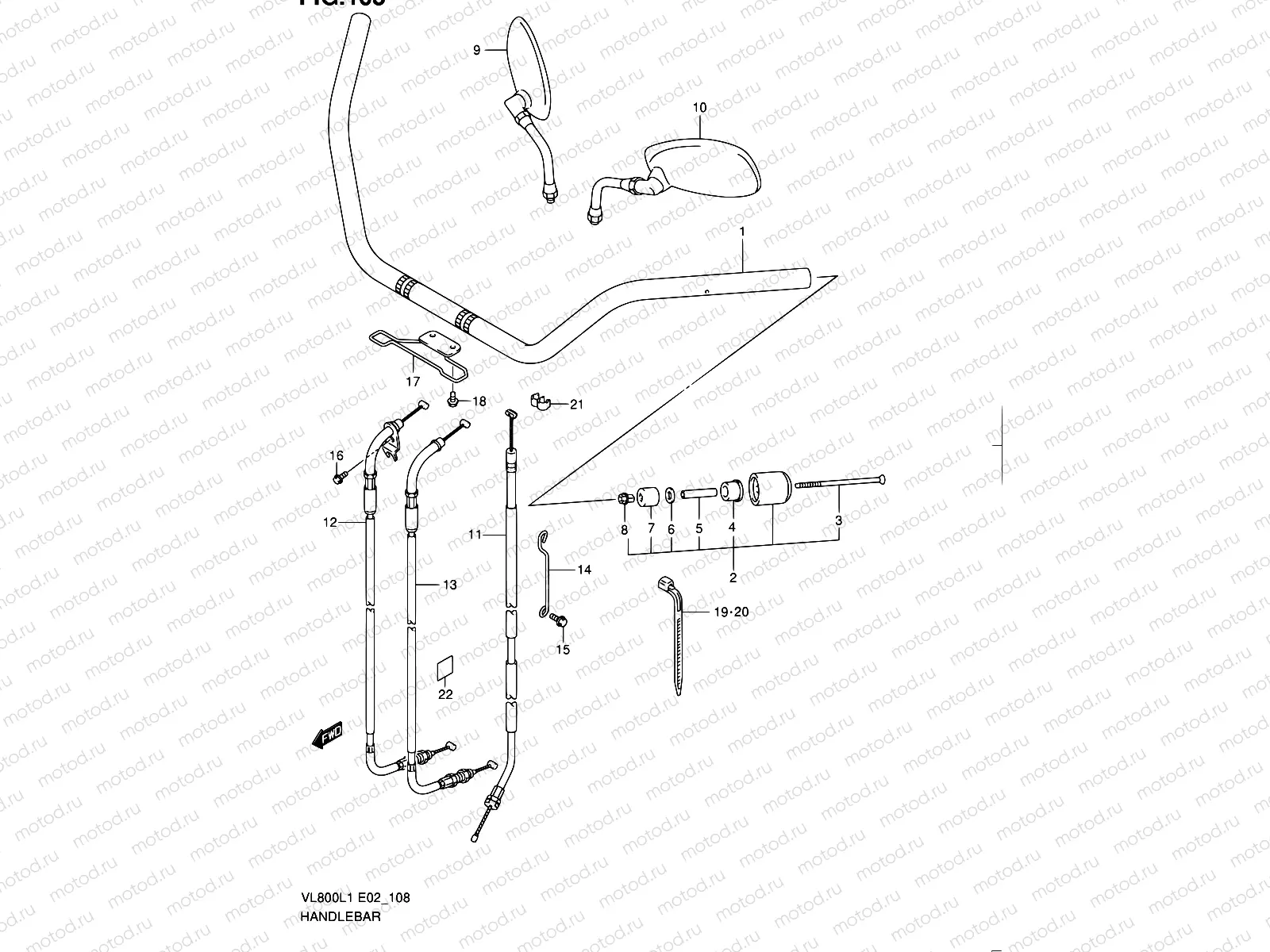 108 - HANDLEBAR (VL800CUEL1 E19)