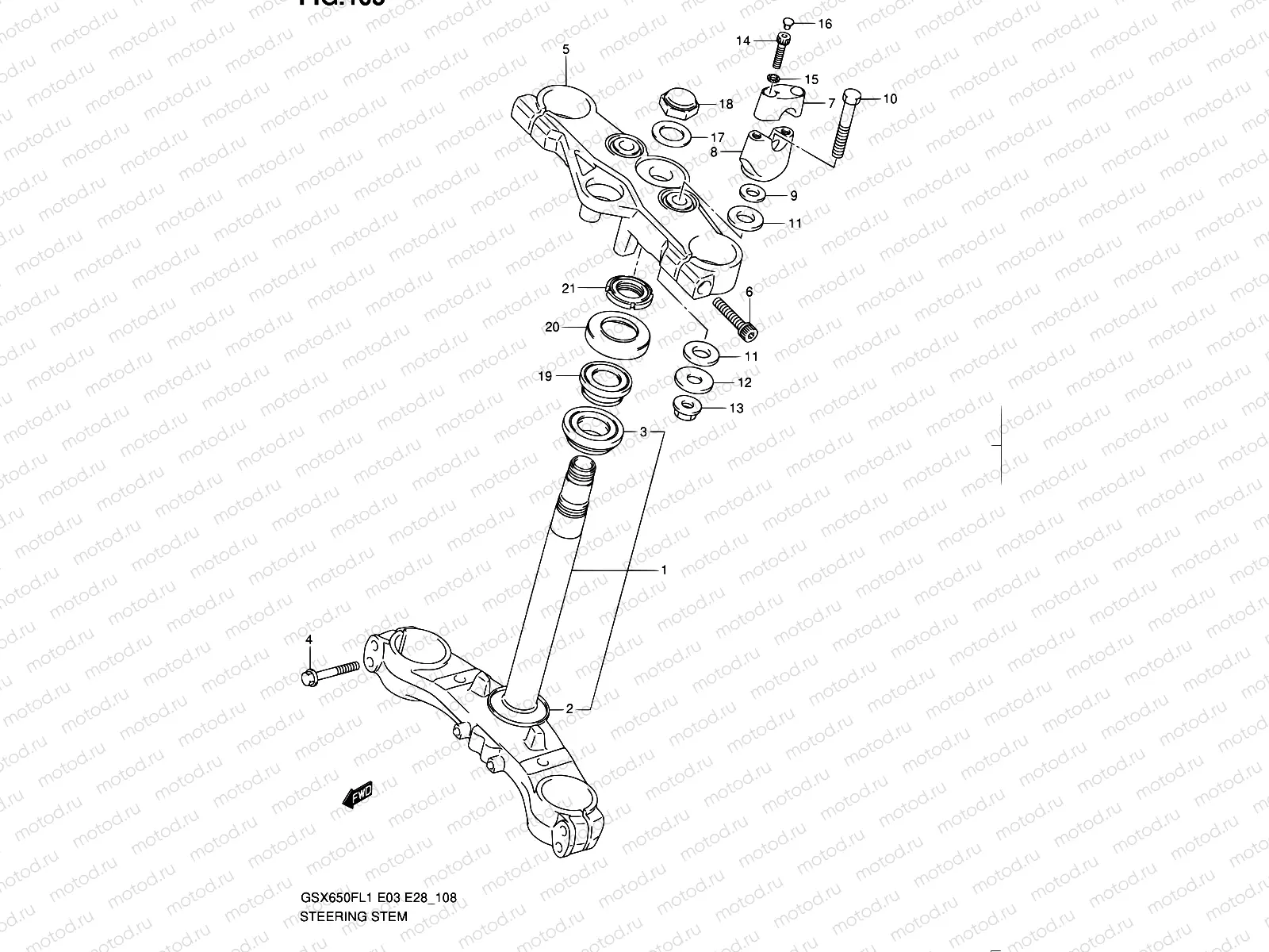 108 - STEERING STEM (GSX650FAL1 E28)