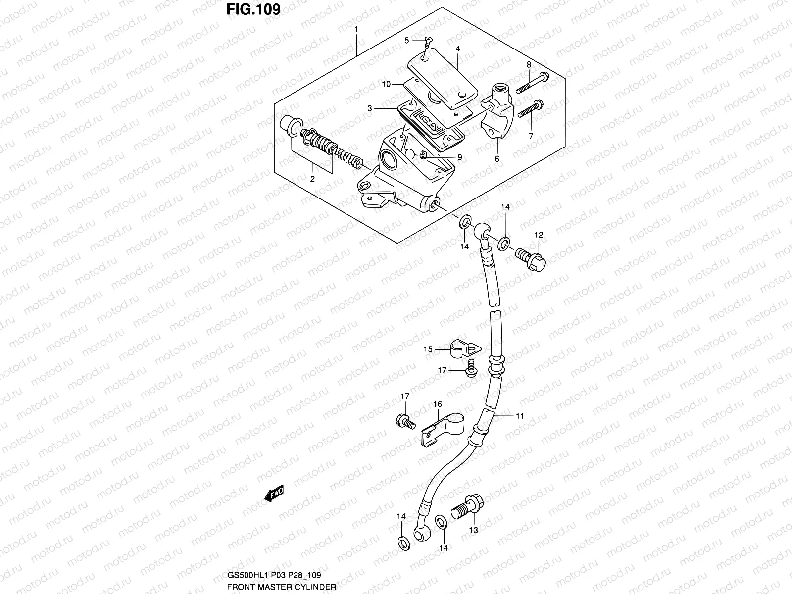 109 - FRONT MASTER CYLINDER (GS500H P28)